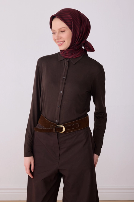 Belli Twill İpek Eşarp 4325-51 Bordo, Kırmızı