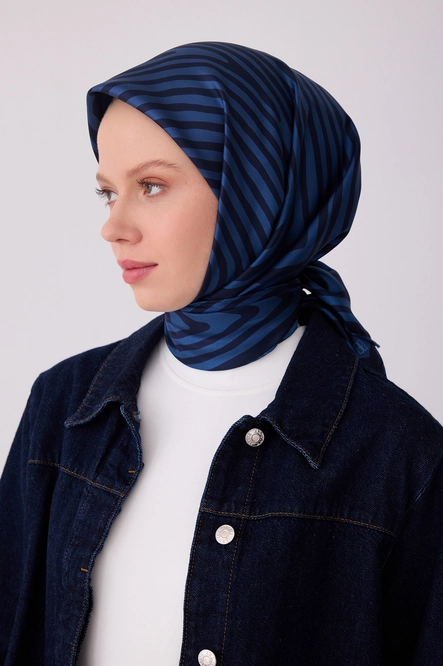 Belli Twill İpek Eşarp 4325-52 Lacivert