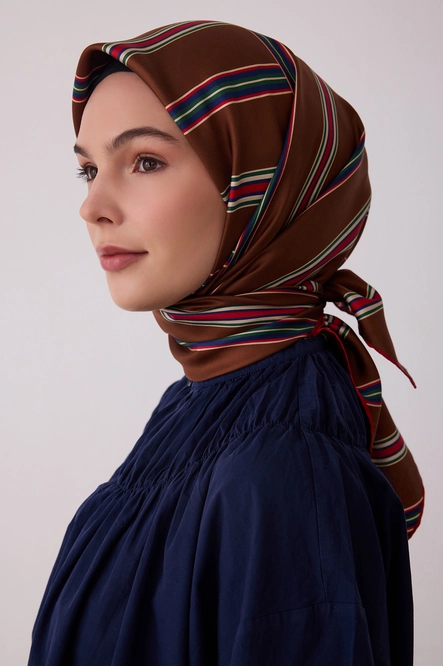 Belli Twill İpek Eşarp Kahverengi