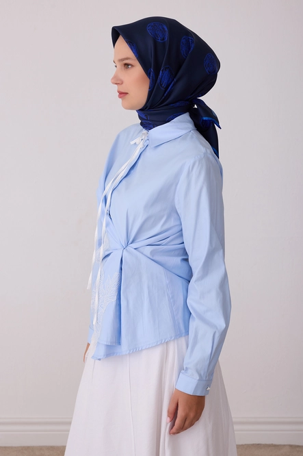 Belli Twill İpek Eşarp Lacivert