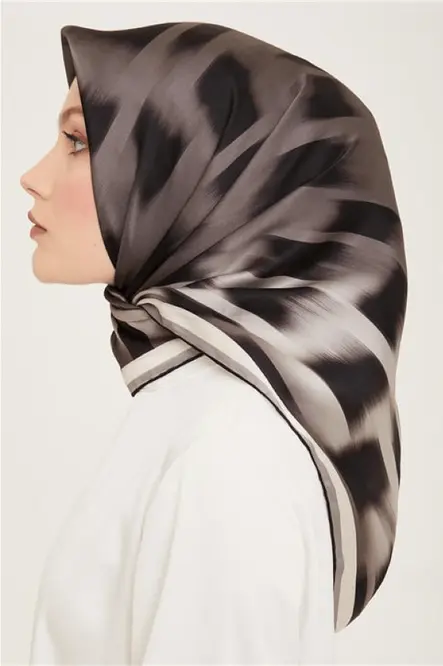 Armine Sura İpek Eşarp Siyah, Füme, Gri, Açık Vizon