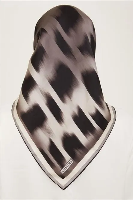 Armine Sura İpek Eşarp Siyah, Füme, Gri, Açık Vizon