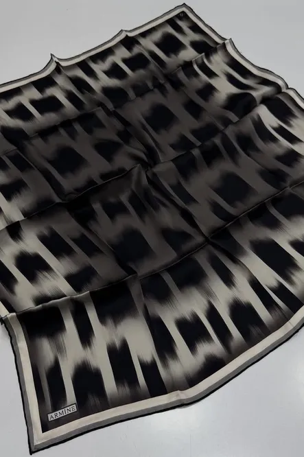 Armine Sura İpek Eşarp Siyah, Füme, Gri, Açık Vizon