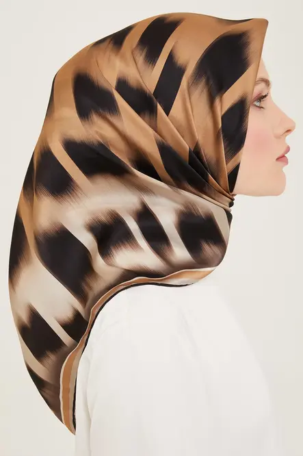 Armine Sura İpek Eşarp Nostalji Siyah, Vizon, Gold