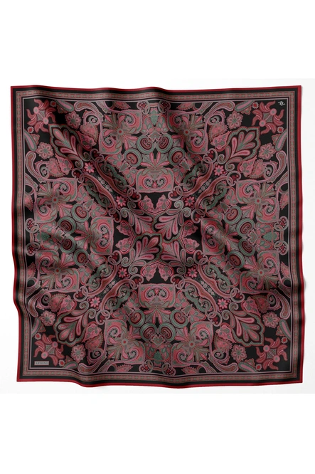 Armine Sura İpek Eşarp Siyah, Pembe, Kırımızı, Yeşil