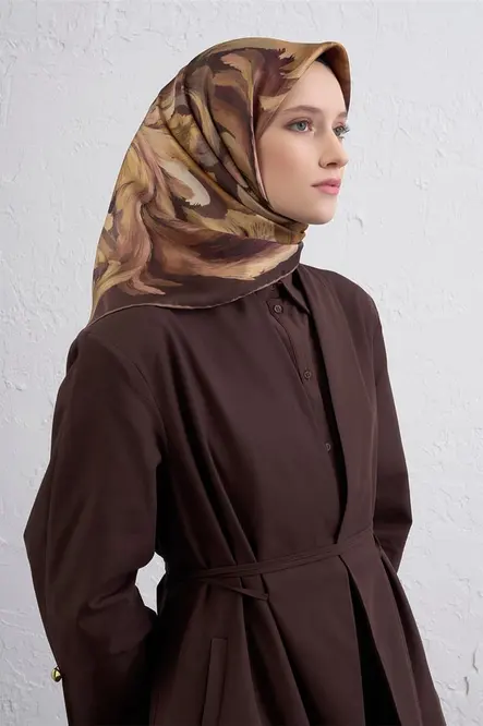 Armine Sura İpek Eşarp Kahverengi