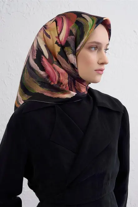 Armine Sura İpek Eşarp Siyah, Mürdüm