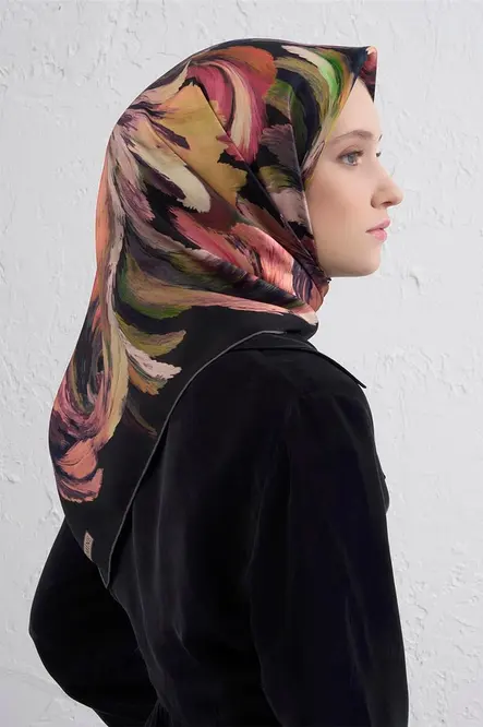Armine Sura İpek Eşarp Siyah, Mürdüm