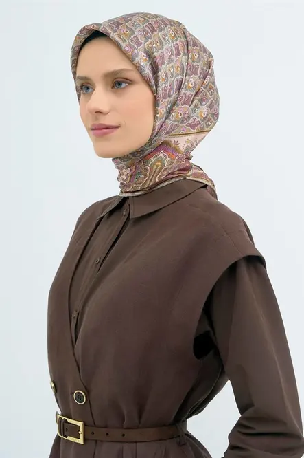 Armine Twill İpek Eşarp Pudra, Pembe