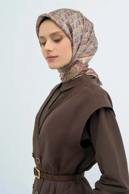 Armine Twill İpek Eşarp Pudra, Pembe