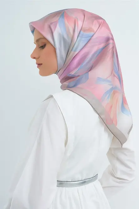 Armine Sura İpek Eşarp Bebe Mavi, Pudra Pembe
