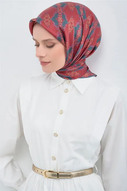 Armine Twill İpek Eşarp Bordo, Irmak Mavisi, Havalı Sarı