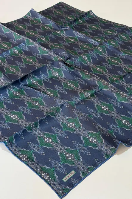 Armine Twill İpek Eşarp Lacivert, Yeşil