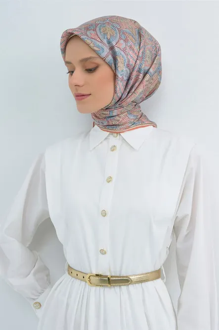 Armine Sura İpek Eşarp 9540-s36 Etnik Mozaik Desenli Çok Renkli