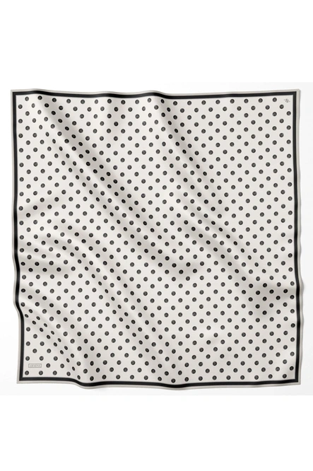 Armine Sura İpek Eşarp Krem, Siyah, Puantiyeli