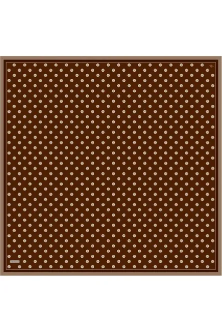 Armine Twill İpek Eşarp Kahverengi, Puantiyeli