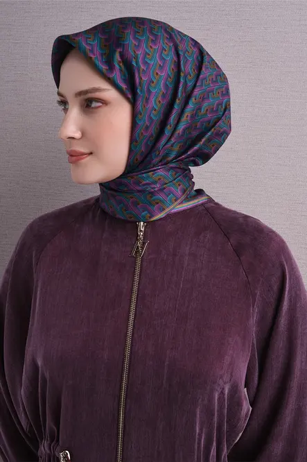 Armine Sura İpek Eşarp Fuşya, Yağ Yeşili, Petrol Mavi, Mürdüm