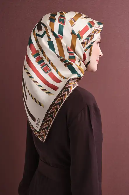 Armine Exclusive Jakarlı Twill İpek Eşarp Krem