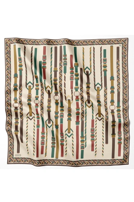 Armine Exclusive Jakarlı Twill İpek Eşarp Krem