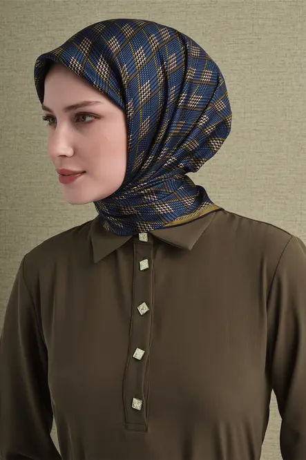 Armine Twill İpek Eşarp Lacivert