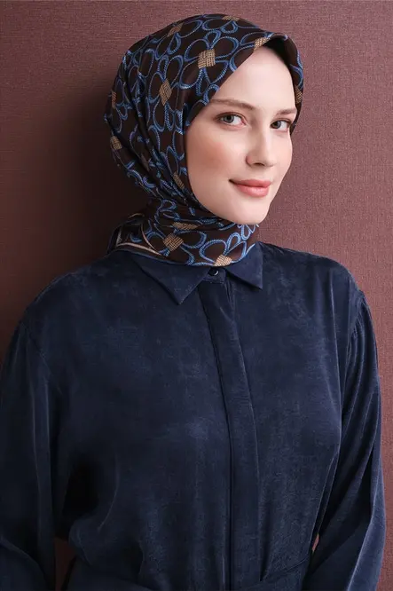 Armine Sura İpek Eşarp Kahverengi
