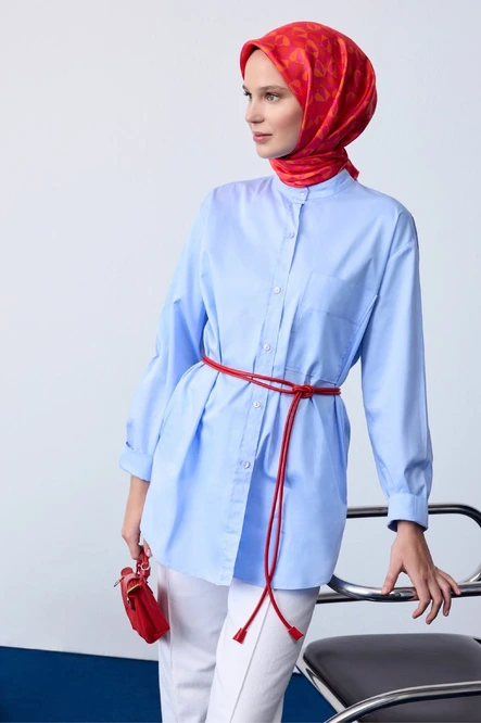 Belli Twill İpek Eşarp 4322-31 Kırmızı, Turuncu, Pembe